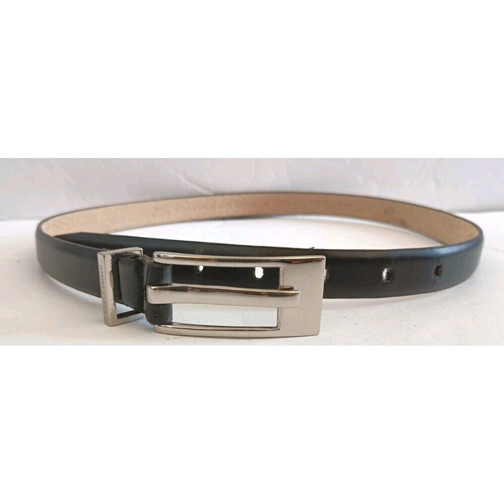 Classics Anne Klein Womens Leather Belt Italian Boxy Leather Medium Brown Skinny